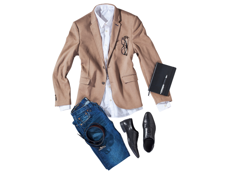 Photograph of an ideal professional but casual outfit for teams and marketing in Marbella